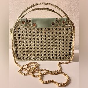 House of Harlow 1960 Mint Woven Bag with Detachable Pouch